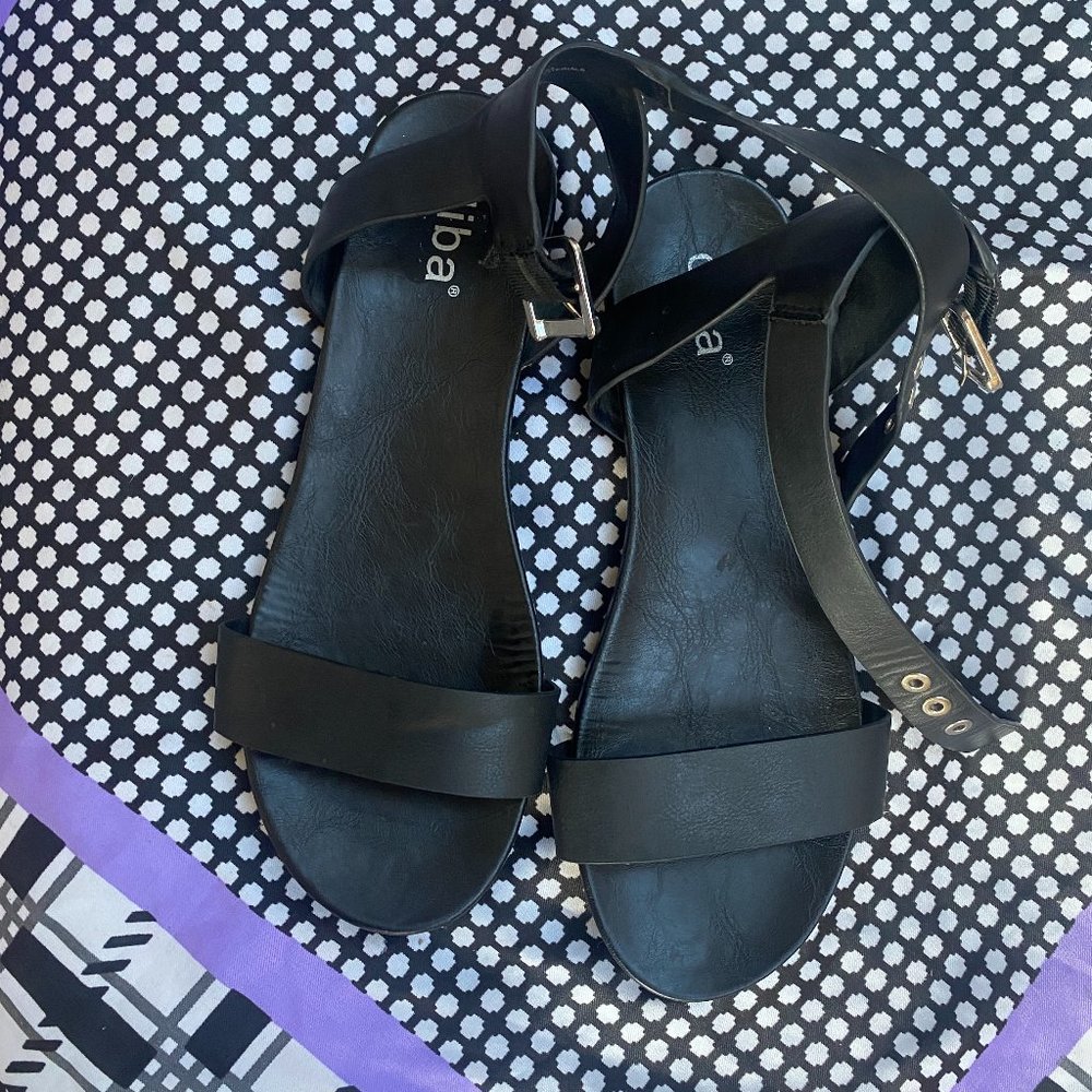 Adjustable Ankle Strap Diba Sandal Womens 7.5 Black